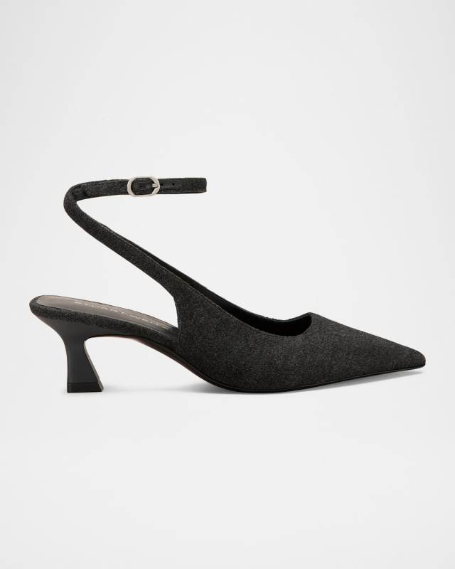 50mm Vinnie Flannel Ankle-Strap Pump